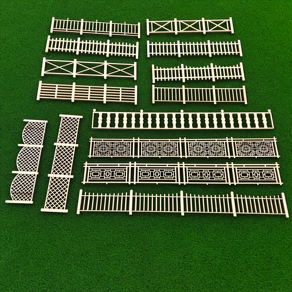 4pcs Wooden Garden Fence Model Kits, Handmade Architecture Set